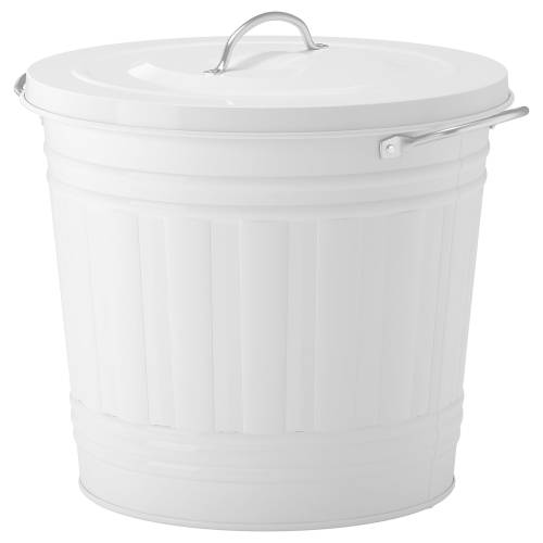 KNODD Bin with lid - white 4 gallon