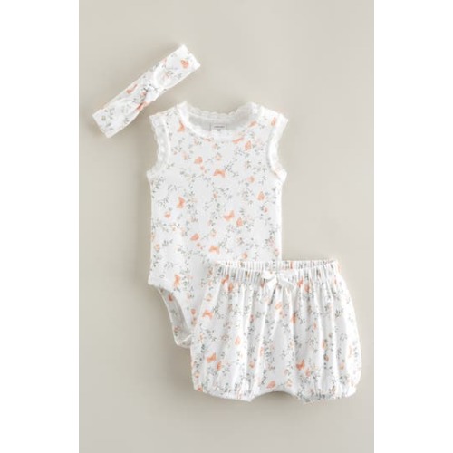 Lace Trim Bodysuit, Shorts & Headband Set, 9M