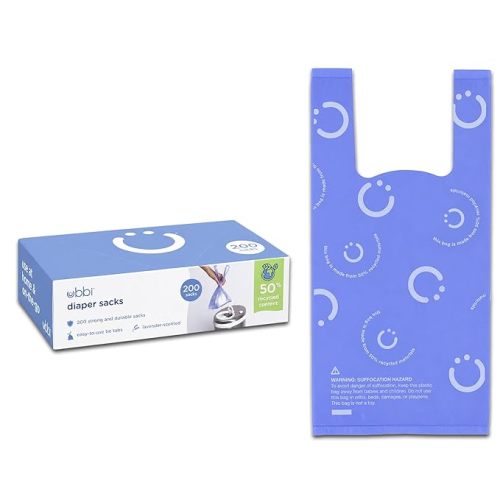Ubbi Disposable Diaper Sacks, Lavender Scented, Easy-To-Tie Tabs, Diaper Disposal or Pet Waste Bags, 200 Count