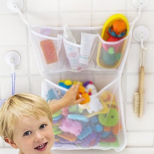 Pyaiiner Toy Storage Bag with 2 Hooks Bathroom Bathtub Tub Toy Storage Bag for Kids Home Storage Containers Keep Toys Dry Large Capacity Space Saver