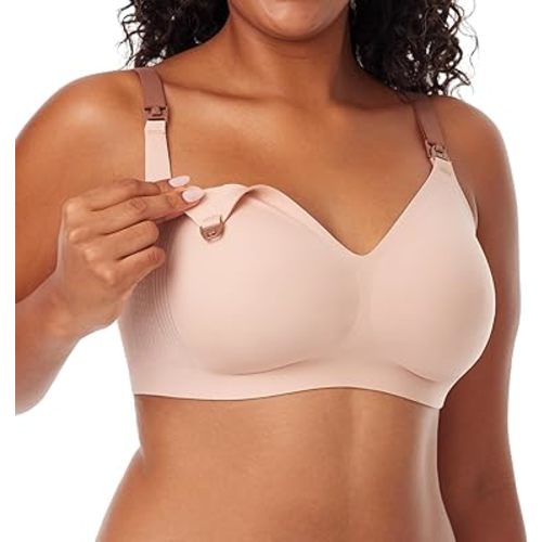 Momcozy Nursing Bras for Breastfeeding, 3.0 Jelly Strip Lift Support Maternity Bra, Seamless Soft Wirefree Pregnancy Bra