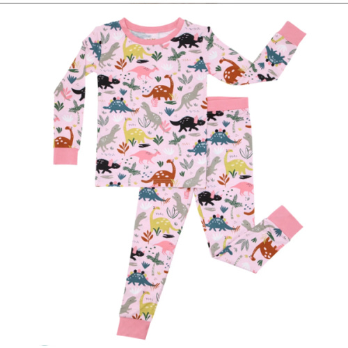 Pink Jurassic Jungle Two-Piece Pajama Set - Little Sleepies