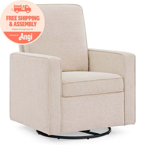 Delta Children Noah Upholstered Swivel Glider with Stain-Resistant Performance Fabric- Greenguard Gold Certified, Almond
