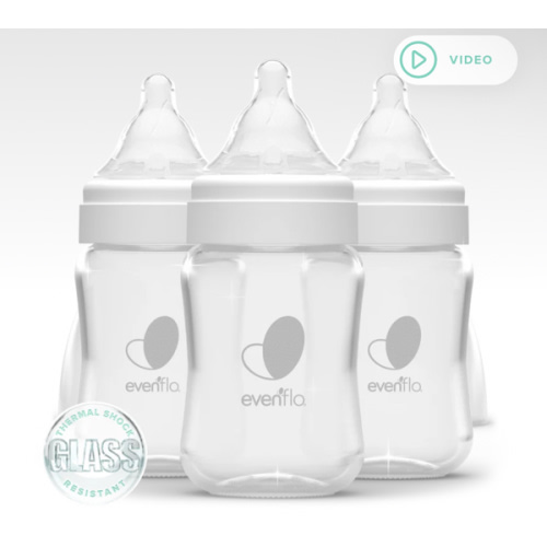 Evenflo Balance + Wide Neck Glass Bottles 3-Pack