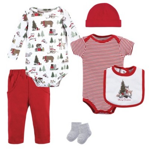 Hudson Baby Unisex Baby Cotton Layette Set, Christmas Forest, Size: 6-9 months