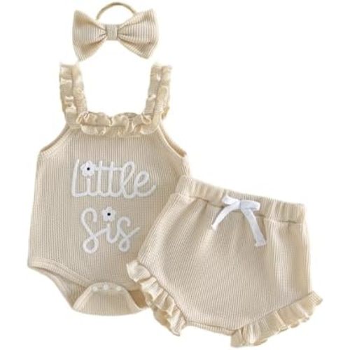 Baby Girl Clothes Infant Sleeveless Romper Bodysuit + Ruffle Bloomers Shorts+Headband Newborn Summer Outfits Set