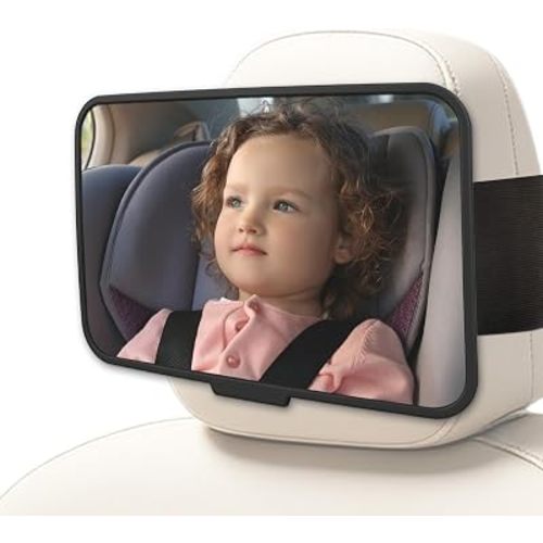Baby Car Mirror for Fixed Headrests, Rear-Facing Infant Seat, Black