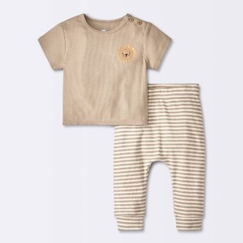 Baby Striped Modal Ribbed T-shirt & Pants Set - Cloud Island™ Blue 6-9m