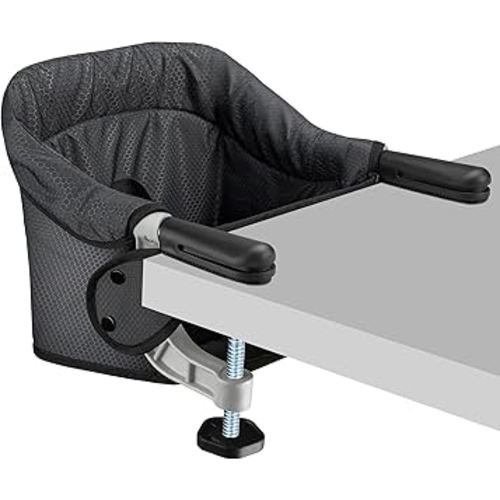 Hook On Chair, Safe and High Load Design, Fold-Flat Storage and Tight Fixing Clip on Table High Chair, Removable Seat Cushion, Attach to Fast Table Chair (Black)