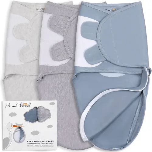 Mama Cheetah Baby Swaddle Blanket with Zipper, Newborn Swaddle Sack, Baby Swaddles Sleep Sack 0-3 Months, Baby Swaddle Wrap with Easy Change Zipper for Baby Boy & Girl, 3-Pack