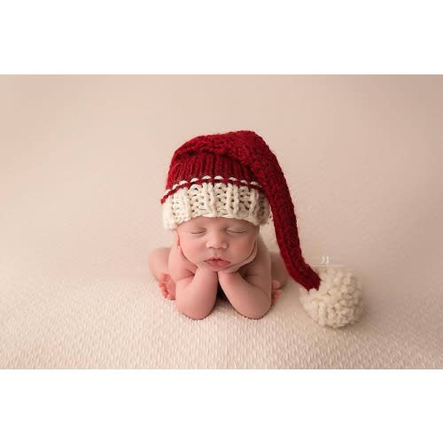 Santa Baby Hat - Ready To Ship - Christmas Hat red white newborn holiday knit cap