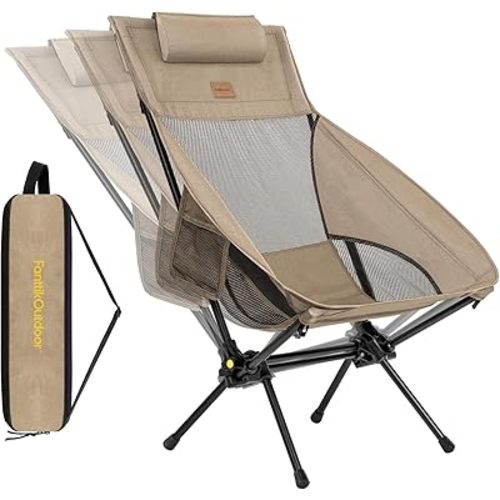 FanttikOutdoor Zeta L8 Max Camping Chair, Portable & Lightweight, Comfort-Driven Foldable Rocking Chair with Carry Bag for Camping, Hiking, Patio, Fishing, Support up to 250 lbs, Khaki