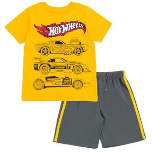 Hot Wheels Toddler Boys T-shirt And Mesh Shorts Outfit Set Yellow / Gray 2t