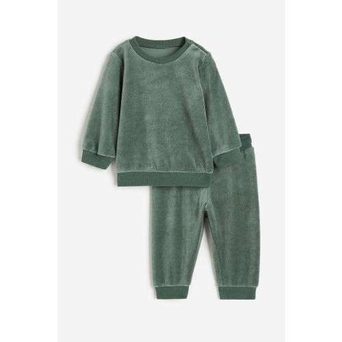 2-piece Velour Set - Green, Size 3M (2-4M)