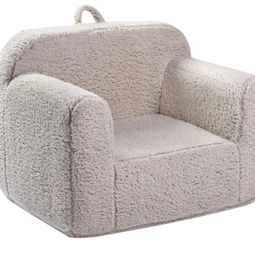 Kids Snuggly-Soft Sherpa Chair, Cuddly Toddler Foam Chair for Boys and Girls, Light Grey