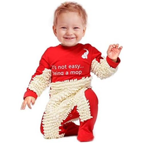 Cute Baby Mop Onesie, Funny Long Sleeve Romper, Perfect for a Crawling Baby