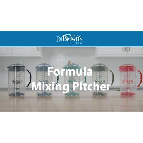 Dr. Brown's Baby Formula Mixing Pitcher with Adjustable Stopper, Locking  Lid, & No Drip Spout, 32oz, BPA Free, Blue