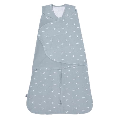 HALO 100% Cotton Sleepsack Swaddle, 3-Way Adjustable Wearable Blanket, TOG 1.5, Birds, Small, 3-6 Months