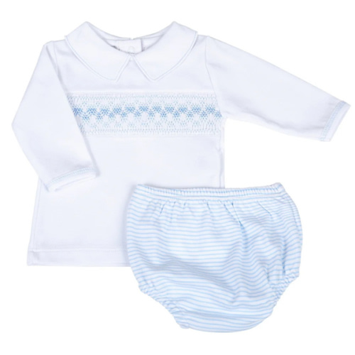Smocked Long Sleeve Diaper Cover Set - Size: 6m