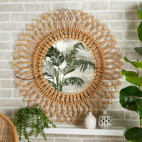bali & pari Bora Rattan BOHO Mirror, Natural Brown