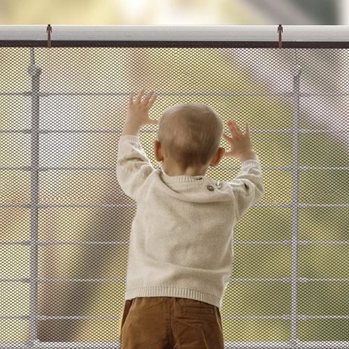 Child Safety Net, Durable Banister Guard for Baby Safety Stairs Railing Balcony Cribs, Banister Stair Mesh Baby Proofing, Easy to Install Stair Netting for Kids, Pets, Toys - (10ft Lx3ft H) Brown