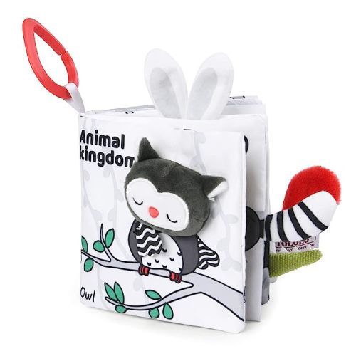 Vicloon Soft Cloth Baby Books, Baby Books 0-6 Months, 3D Black and White High Contrast Soft Cloth Book, Washable Non-Toxic Early Baby Book - Forest Animals
