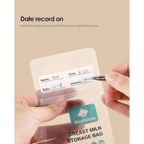 dearlomum BPA-Free Breastmilk Storage Bags - 200 Pcs, 6 Ounce, Self-Standing with Pour Spout, Space-Saving Flat Profile, Ideal for Convenient Breastfeeding and Milk Storage, Refrigeration & Freezing - 6 OZ/180 ML - 200.0