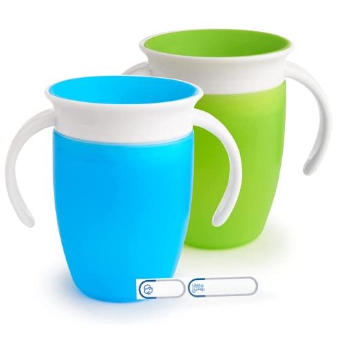 Munchkin® Miracle® 360 Trainer Cup, 7 Ounce, 2 Pack, Green/Blue