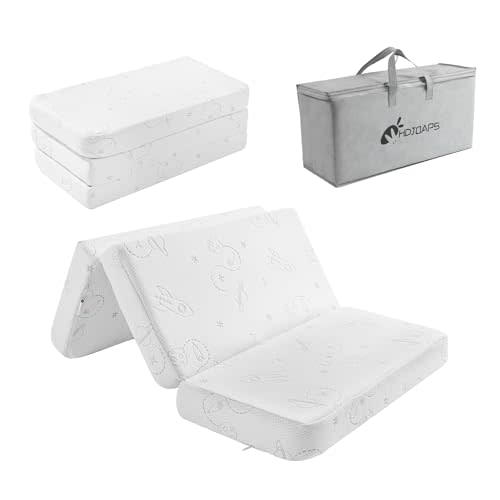 Trifold Pack and Play Mattress 38''x26'', Pack N Play Mattress Portable Baby Mattress for Pack N Play with Washable Cover and Travel Bag