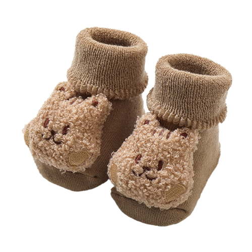 Yindaity Baby Cotton Booties Non-slip Floor Socks Toddler Boys Socks Breathable Kids Non-slip Cartoon Thicken Indoor Toddler Shoes (A,0-6 Months)