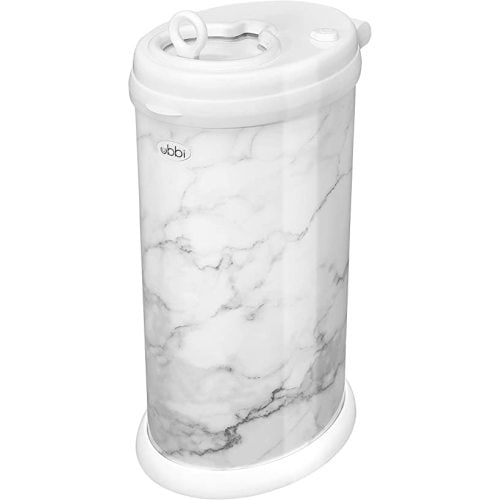 Ubbi Steel Diaper Pail, Odor Locking, No Special Bag Required, Award-Winning, Registry Must-Have, Marble