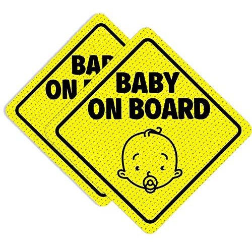 BabyPop! 2 Pack Baby On Board Sticker Sign for Cars, No Residue and See Through Safety Cute Design 2 Pack