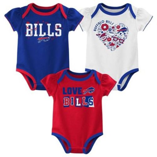 Nfl Buffalo Bills Infant Girls' 3pk White Bodysuit - 6-9m
