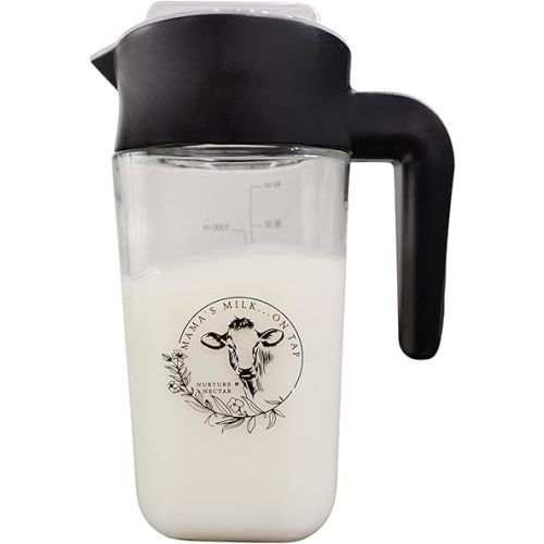 Nurture & Nectar Breastmilk Pitcher Glass - Breast Milk Containers for Fridge - Milk Storage - Glass Jugs with Lids - Breast Feeding - Breast Milk Collector - Glass Milk Pitcher - Milk Container
