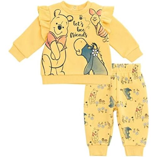 Disney Princess Minnie Mouse Winnie the Pooh The Aristocats Fleece Sweatshirt & Pants Outfit Set Newborn to Big Kid Sizes