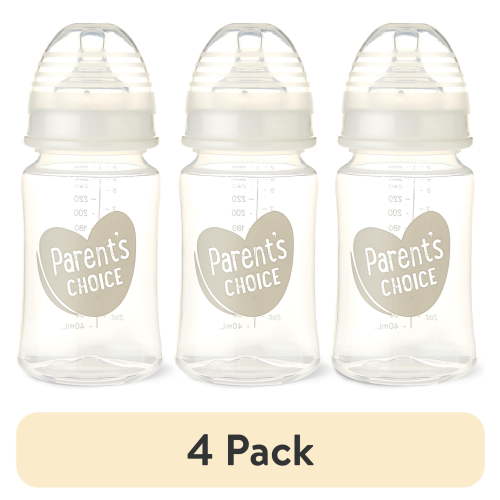 (4 pack) Parent's Choice Wide Neck Bottles, 3 Pack, 9 fl oz