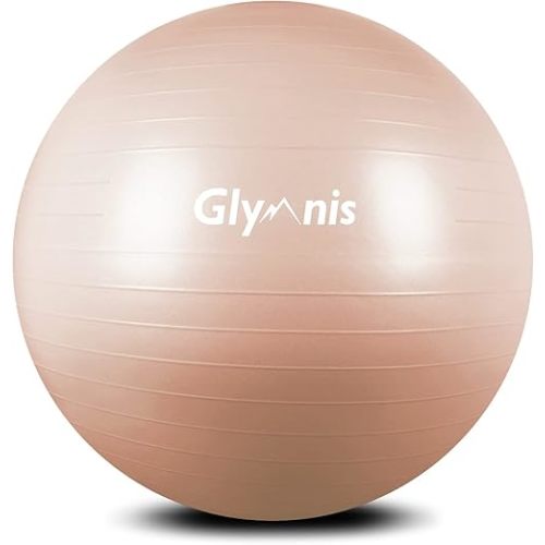 Glymnis Exercise Ball Yoga Ball Anti-Burst Balance Ball for Yoga, Birthing, Fitness, Stability, Core Exercise, Slip Resistant Exercise Ball Workout Ball Swiss Ball with Quick Pump, 55cm 65cm 75cm