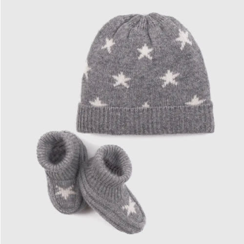 Washable Cashmere Beanie & Bootie Set
