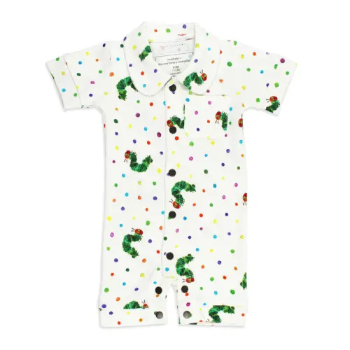 Organic S/Sleeve Coverall in Caterpillar 0-3m