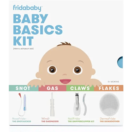 Frida Baby Baby Basics Kit |Includes NoseFrida, NailFrida, Windi, DermaFrida + Silicone Carry Case