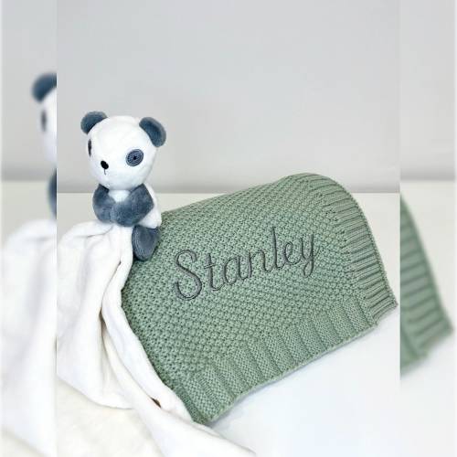 Personalised Baby Blanket Embroidered, Baby Girl or Boy Gift, Pink, Blue, Sage Green, Grey, Beige or Cream, Baby Shower or Newborn Present