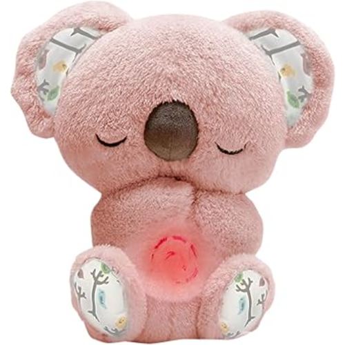 Breathing Koala Stuffed Animal for Anxiety Relief - Plush Koala Sleep Buddy with Sensory Music, Lights and Adjustable Rhythmic Breathing - Mush Sleepy Otter Peluche para la Ansiedad (Pink)