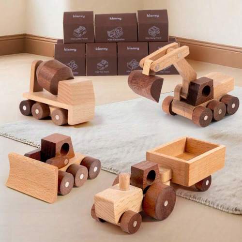 11 Styles Wooden Toy Cars For Early Education And Intelligence Development, Includes Ladder Truck, Excavator, Road Roller, Fire Truck, Dump Truck, Crane Truck, Ambulance, Car, Tractor, Cement Mixer, Bulldozer, Suitable For 3-6 Years Old Boys And Girls, Gr