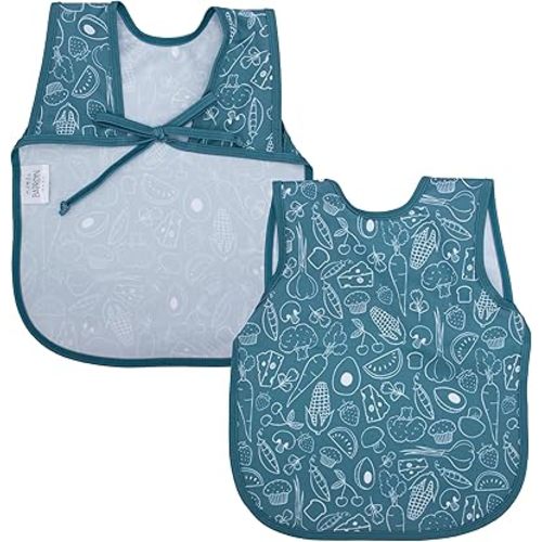 BapronBaby Neutral Foodie Bapron - No Neck Tie Safer Bib for Baby & Toddler - Soft Waterproof Stain Resistant - Machine Washable - Sz Baby/Toddler 6m-3T