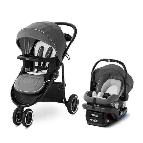 Graco Modes 3 Lite Platinum Travel System with Adjustable Reversible Seat, One Hand Fold, Lightweight Frame, and SnugRide SnugLock 35 DLX Infant Car Seat, Wit