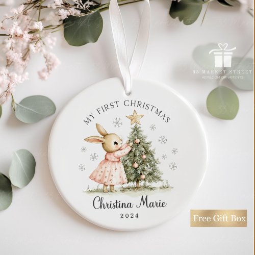 Baby's First Christmas Ornament, My first Christmas New Baby Gift, Personalized Christmas Ornament for Girl 2024