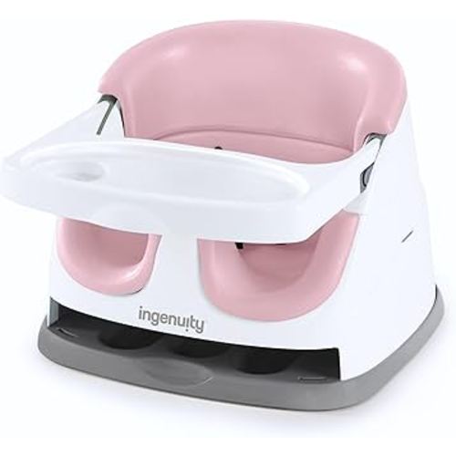 Ingenuity Baby Base 2-in-1 Booster Feeding and Floor Seat with Self-Storing Tray - Peony