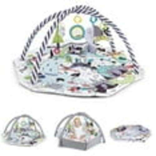 4-in-1 Baby Play Mat, Baby Play Gym & Tummy Time Mat With 7 Hanging Toys, Baby Gym Play Mat for Sensory Exploration and Motor Skill Development from Baby to Toddler White