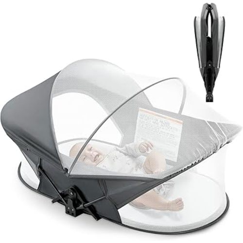 Portable Travel Bassinet, Foldable Crib for 0-5 Months Baby, Infant Travel Crib, Newborn Bassinet, Baby Bed with Mosquito Net and Canopy, Carrying Bag, Lightweight