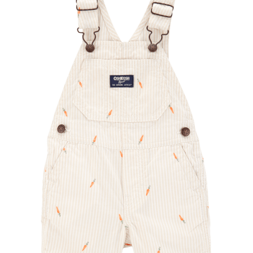 Cream Baby Carrot Print Striped Shortalls - Cream | Carter’s Oshkosh Canada